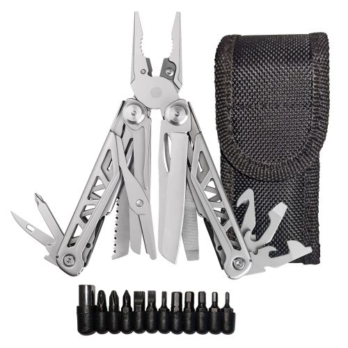 Heavy Duty Multitool | Military Grade Stainless Steel Frame; Deep Profile Blade; First Aid Scissors; Sturdy Pliers; Cord Cutter; 18 Locking Heavy Duty Multitool | Military Grade Stainless Steel Frame; Deep Profile Blade; First Aid Scissors; Sturdy Pliers; Cord Cutter; 18 Locking